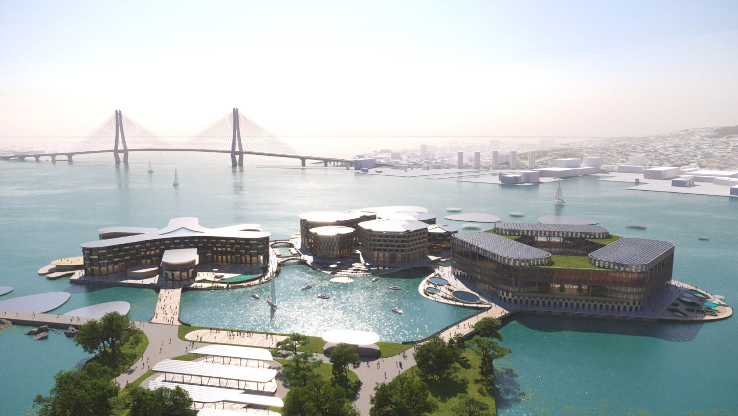เกาหลีใต้เตรียมสร้าง เมืองลอยน้ำ แห่งแรกของโลก ในโครงการ OCEANIX Busan