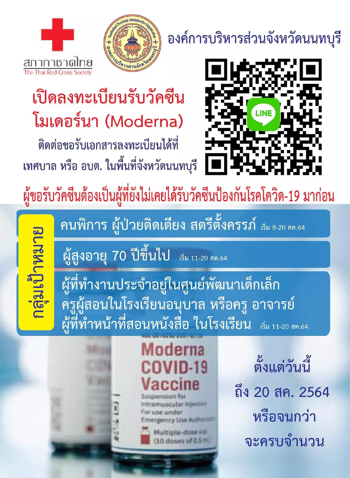 เช็คเงื่อนไขได้ที่นี่! นนทบุรี เปิดลงทะเบียนฉีดวัคซีน โมเดอร์นา ฟรี เช็คเงื่อนไขได้ที่นี่! นนทบุรี เปิดลงทะเบียนฉีดวัคซีน โมเดอร์นา ฟรี