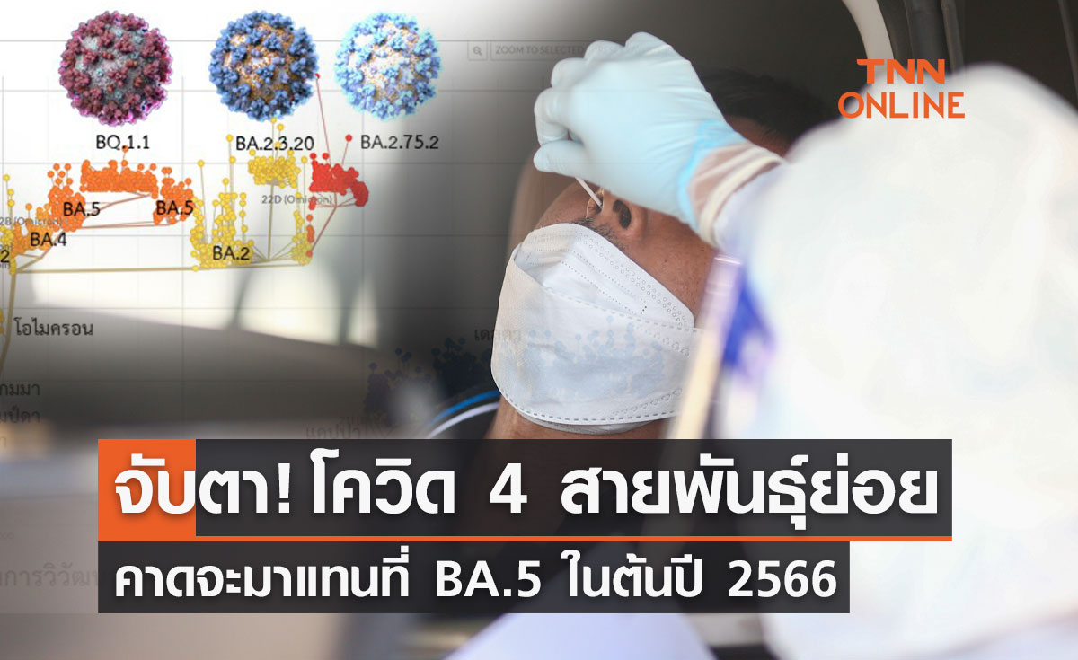 จับตา! โควิด-19 "4 สายพันธุ์ย่อย" คาดจะมาแทนที่ BA.5 ในต้นปี 2566 