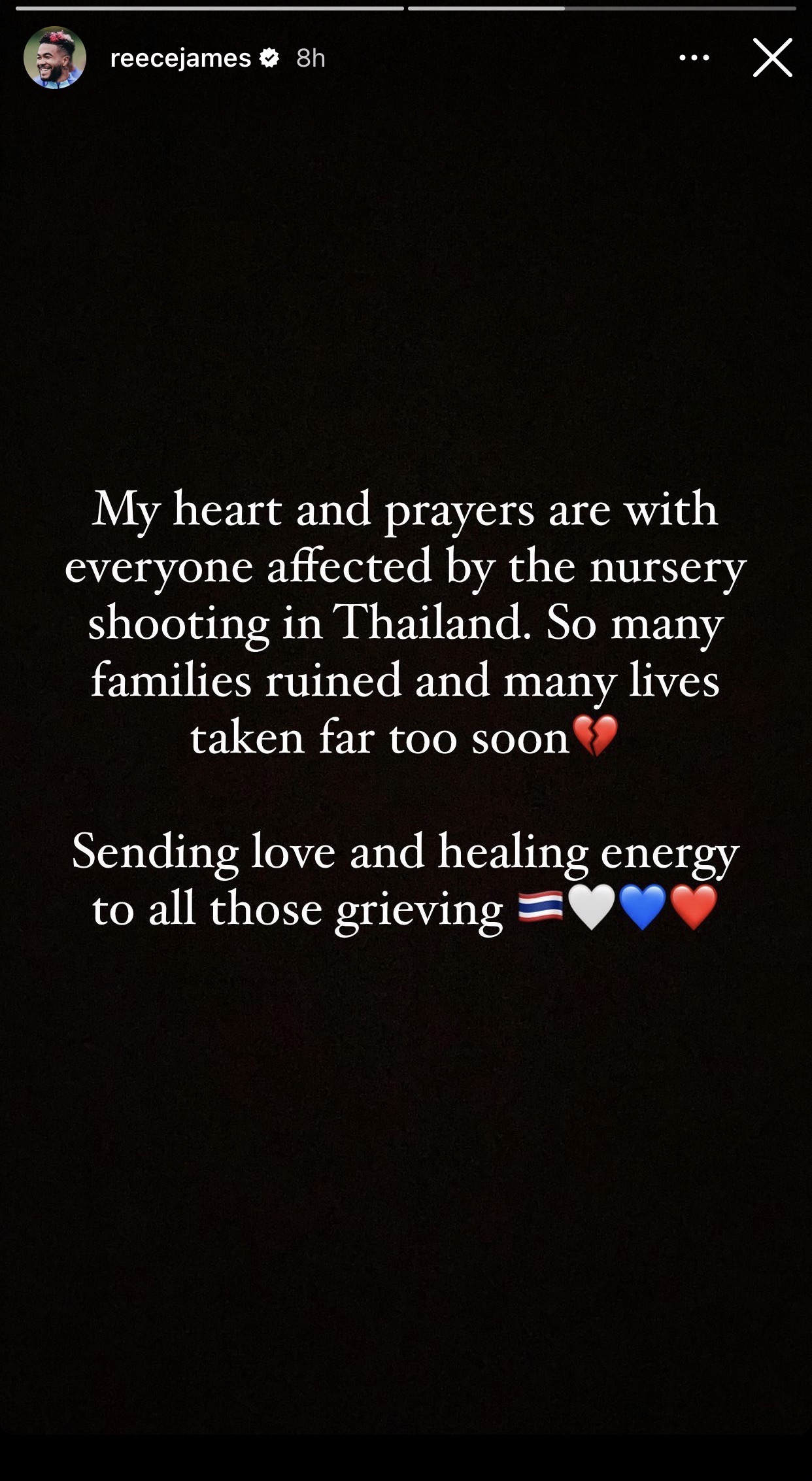 'รีซ เจมส์' โพสต์แสดงความเสียใจ เหตุกราดยิงหนองบัวลำภู 'รีซ เจมส์' โพสต์แสดงความเสียใจ เหตุกราดยิงหนองบัวลำภู