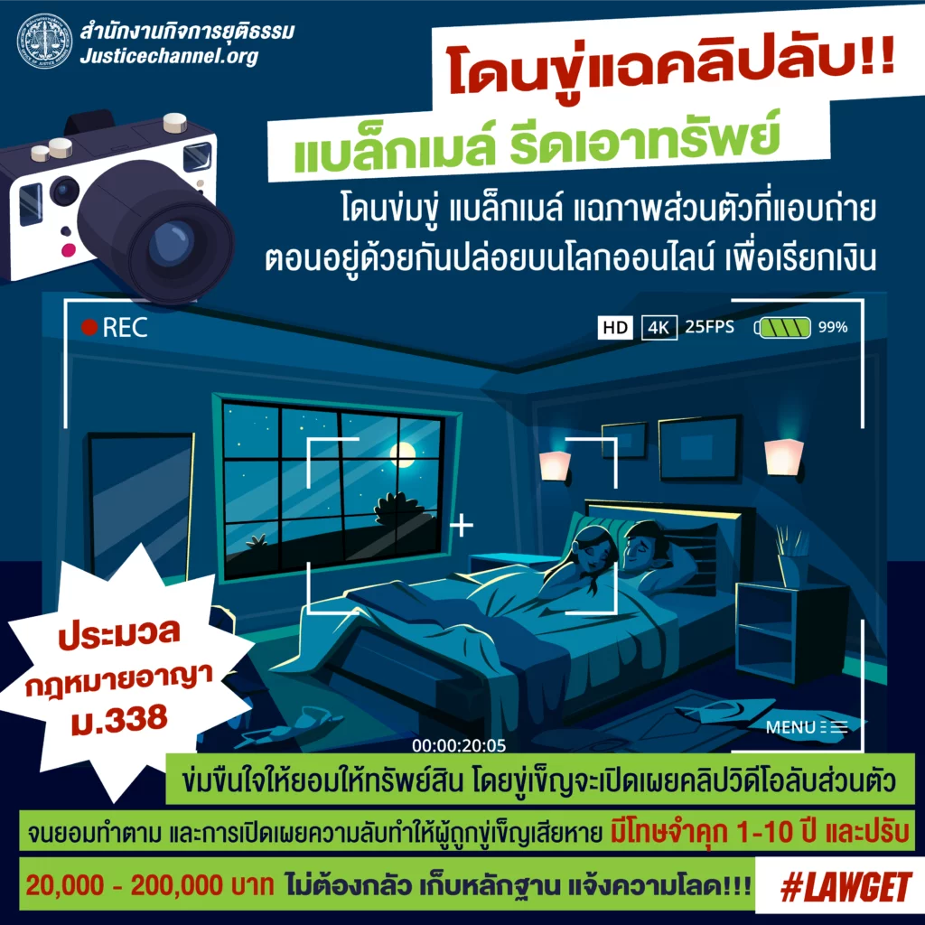 เปิดข้อกฎหมาย โดนขู่แบล็กเมล์ปล่อยภาพเปลือย กรรโชกทรัพย์ โทษหนักคุก 10 ปี เปิดข้อกฎหมาย โดนขู่แบล็กเมล์ปล่อยภาพเปลือย กรรโชกทรัพย์ โทษหนักคุก 10 ปี